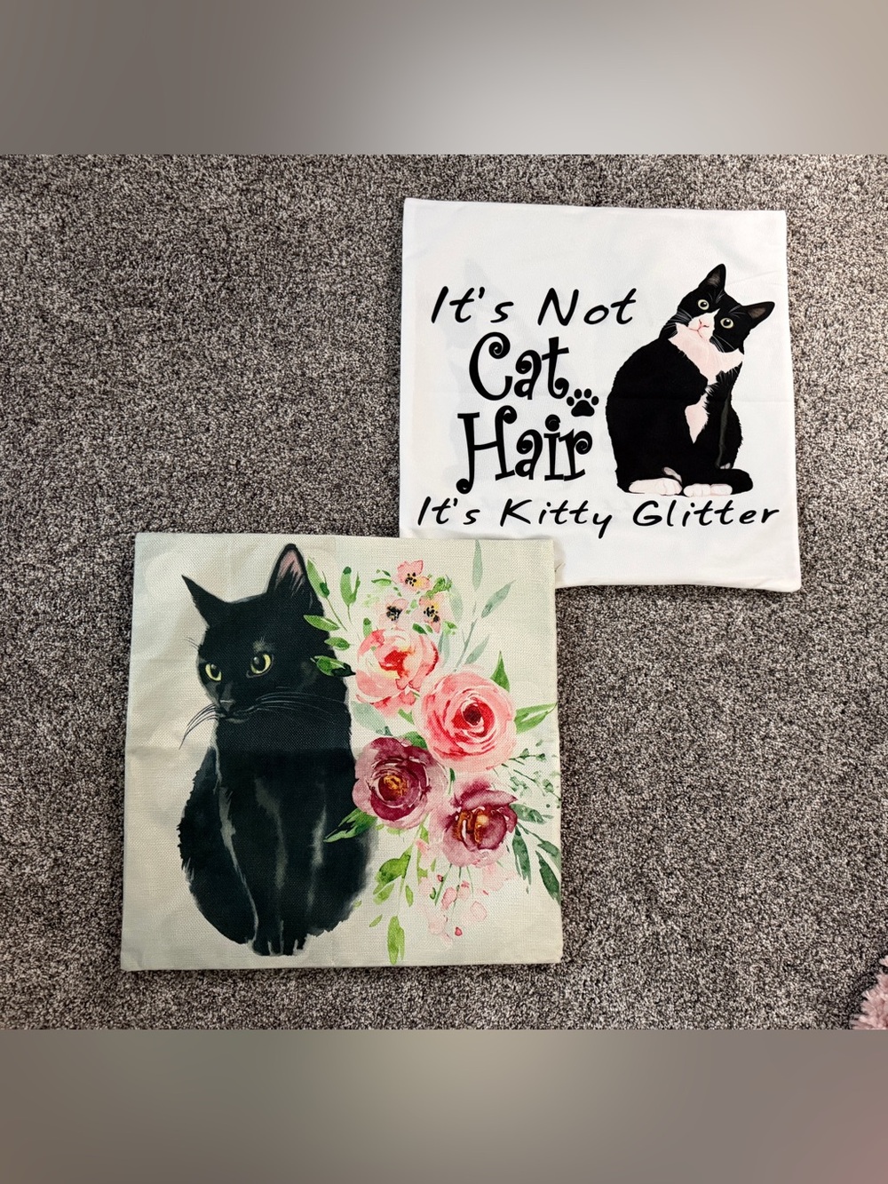 Decorative Black Cat Canvas Pillow Covers- 18x18